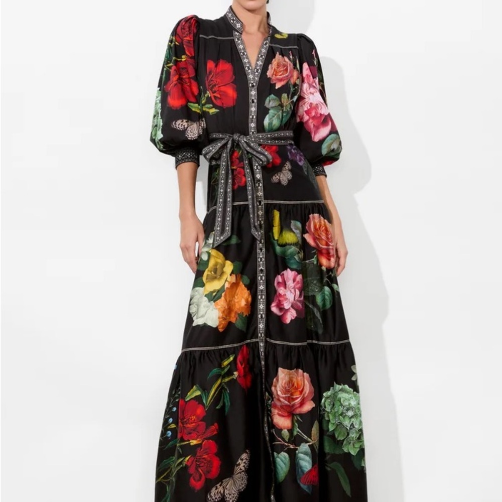 Alice + Olivia Cora Black Maxi Shirt Dress